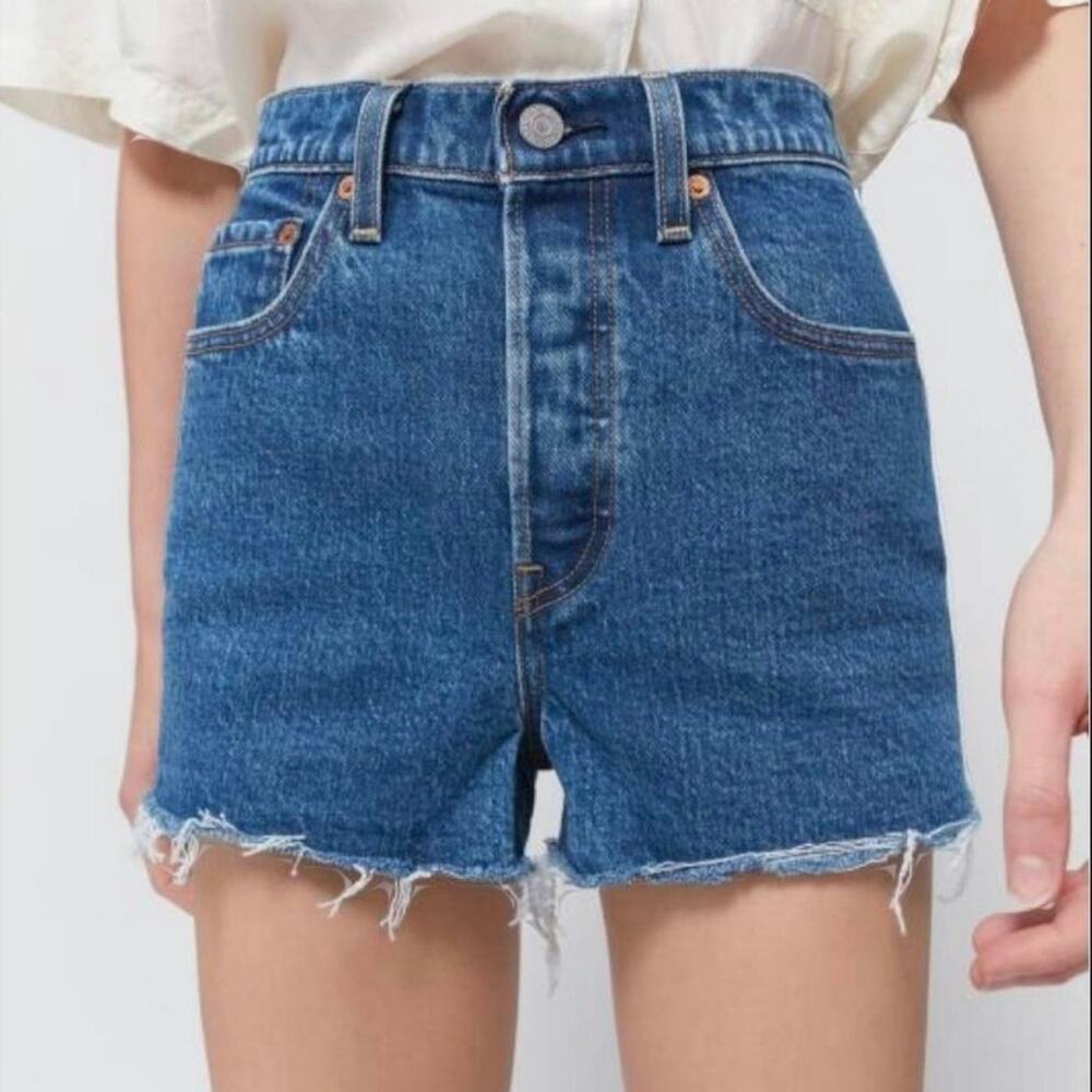 Levi's Ribcage Cutoff Jean Shorts High Rise Button Fly sz 24